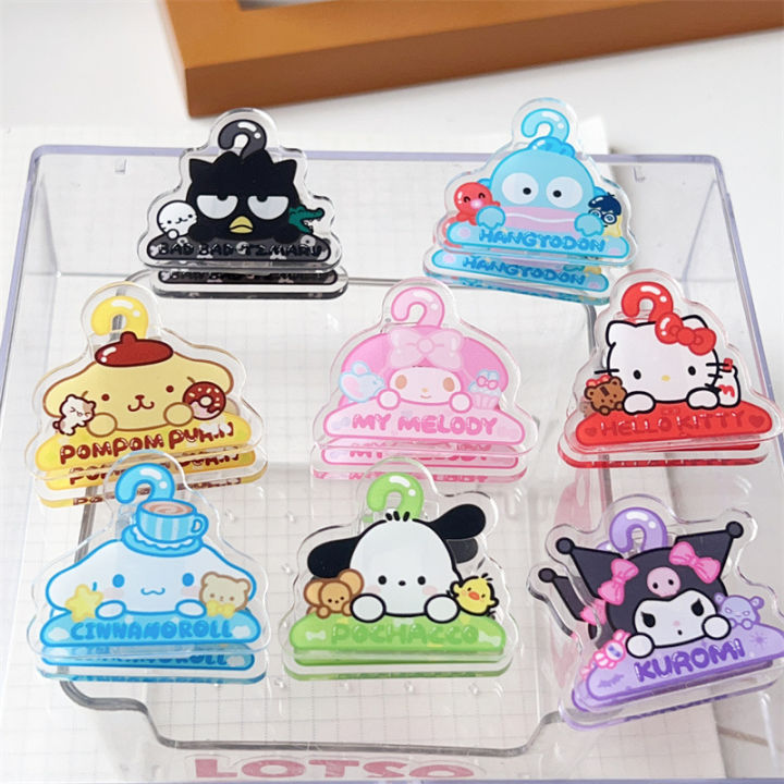 sanrio-double-sided-clip-pp-clamp-kuromi-acrylic-scrapbook-sticky-note-holder-hello-kitty-melody-pochacco