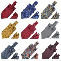 LJT 07 08 09 Men 39;s Vintage 100 Silk Ascot Cravat Tie amp; Handkerchief Paisley Letters Set Pocket Square Tie Sets Wedding Party