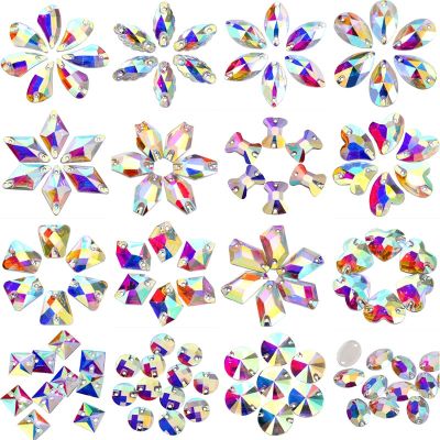 Resin All Shapes Crystal AB Resin Round Sew On Rhinestones Flatback Sew-on Rhinstone Crystal Sewing Rhinestone For Garment B3688