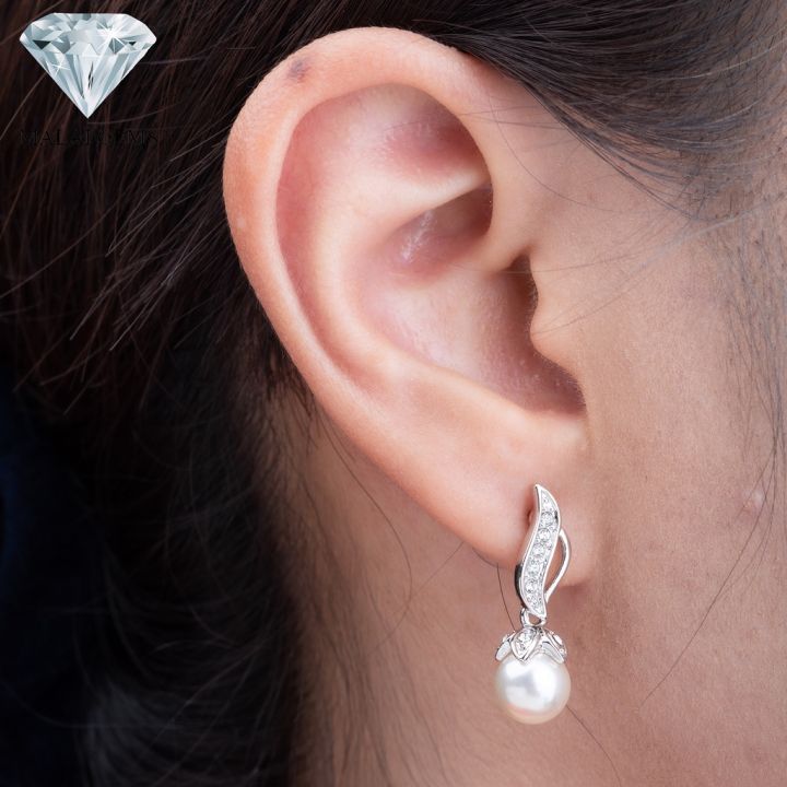 malai-gems-ต่างหูมุก-เงินแท้-silver-925-เพชรสวิส-cz-เคลือบทองคำขาว-รุ่น-11011639-แถมกล่อง-ต่างหูเพชร-ต่างหูเงินแท้