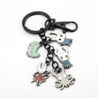 Hot Game Hollow Knight Keyring Keychain Cartoons Gifts Metal Key Chains Octopus Pendant Car Bag Key Holder Rope Chain Necklace