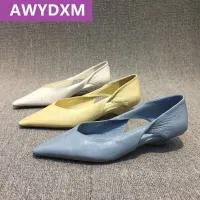 Women Low Heels Pu Leather Sandals 2023 New Spring Autumn Fashion Shoes Pumps Shallow Pointed Toe Designer Dress Party Mujer