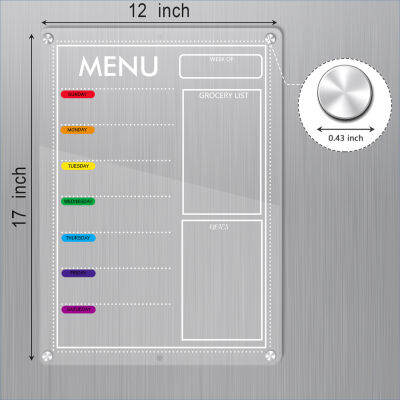 ZSHENG ปฏิทินปฏิทินรายเดือนหน้าต่างกรอบอะคริลิคแม่เหล็กแม่เหล็กใสขจัดคราบในตู้เย็นปฏิทินแม่เหล็กสีขาวแรงสูง