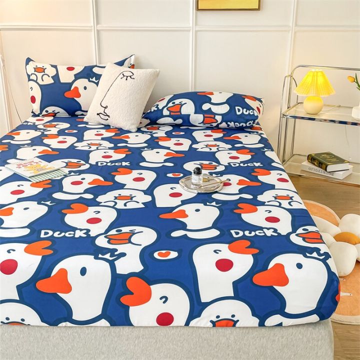 แผ่นเตียงแบบพอดีลายการ์ตูนเกาหลีพร้อม-ruer-แผ่นชุดเครื่องนอนเดี่ยวผ้าปูเตียงเด็กดีไซน์ในบ้านเสื่อผ้าคลุมที่นอน
