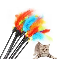 【YF】✵๑✐  1/5pcs Teaser Interactive Rod with Feather Cats Stick Wire Wand Color