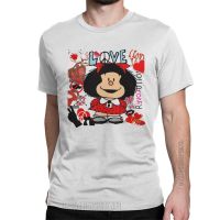 Love Peace Mafalda Hearts Mens T Shirt Vintage Tees Classic Short Sleeve O Neck T-shirt Pure Cotton Clothes XS-6XL