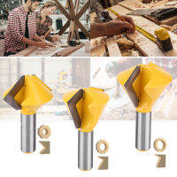 Zerone 3 ชิ้น/เซ็ต 1/2 Shank Bird s Mouth Glue Joint Router Bit Woodworking Tool