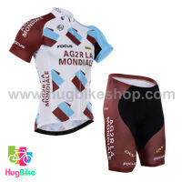 ชุดจักรยานแขนสั้นทีม AG2R LA Mondiale 16 (01) สีขาวน้ำตาล