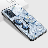 เคสโทรศัพท์ PMP สำหรับ OPPO Reno6 Reno6 5G Reno6 Pro 5G Reno6 Z 5G การออกแบบซีรีส์ผีเสื้อภาพวาดสีน้ำมันหรูหรากันกระแทกเคสหลังกระจกเทมเปอร์มันวาวเคสโทรศัพท์