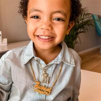 ✼﹉  Personalized Plated Pendant with Necklace Cuban Chain Jewelry for Kids