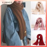 VJMHGS ผู้หญิง กลางแจ้ง หนา ผ้าพันคอถัก วินเทจ สีทึบ ผ้าพันคอยาว