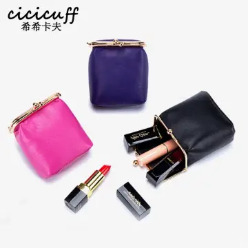 Womens Soft Leather Coin Purse With Metal Clasp 