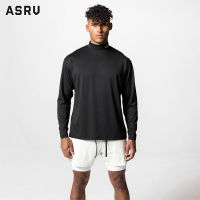 ASRV เสื้อยืดแขนยาวสำหรับผู้ชาย,เสื้อยืดคอเสื้อเล็กรัดรูปแห้งเร็วเสื้อยาวปิดถึงก้นกีฬาแขนยาวทันสมัยสำหรับผู้ชาย