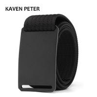 Fashion Men Long Belt Black Aluminum Buckle Knitted Belt Canvas Tactical Belt 1.5 Inch Cinturon Hombre Belt Length Belts