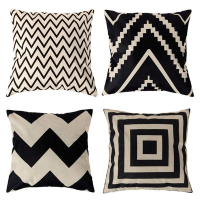 Set of 4,Printed Cotton Linen Throw Pillow Covers,45*45cm Pillow Case Decorative Cushion Cover for Sofa, Home, Indoor or Outdoor