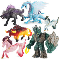 จำลอง Western Mythological สัตว์หมาป่า Jungle King Flying Dragon Horsehead Fishtail Beast รุ่น Action Figures Childs ของเล่น