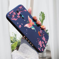 เคส PMP สำหรับ OPPO R17 OPPO R17 Pro เคสโทรศัพท์ผีเสื้อสีสันสดใสลายดอกพีชบานเคสป้องกันกล้องคลุมทั้งหมดปลอกซิลิโคนน้ำรูปแบบขอบสี่เหลี่ยม