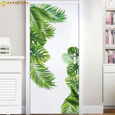 Letabitha รูปลอกตกแต่งแบบลอกออกได้ใบ Monstera 2ชิ้นสติกเกอร์ฝาผนังกันน้ำสำหรับห้องนั่งเล่นอุปกรณ์ตกแต่งห้องนอน