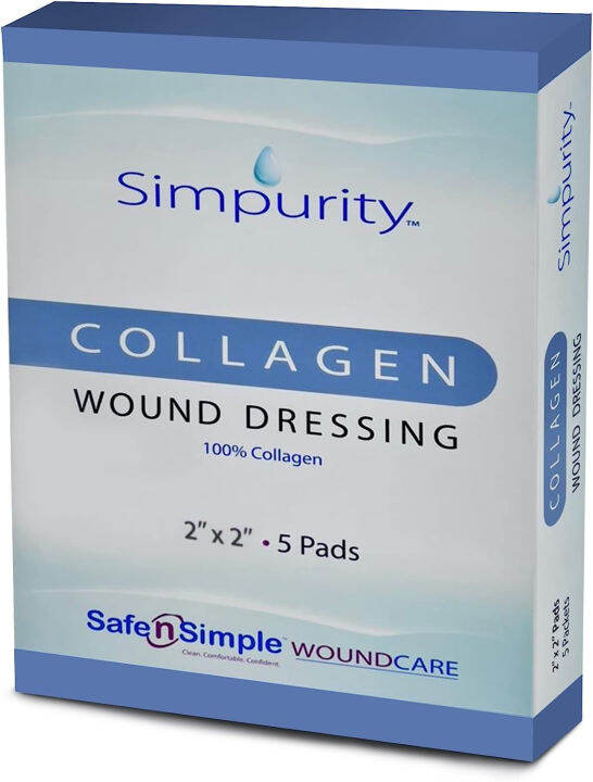 Simpurity Collagen Dressing Pads 2 x 2 in 5Pack Collagen Pads for