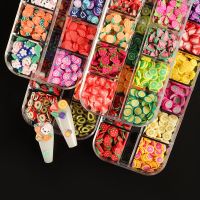 【jw】✧ 4 Sets Kawaii Fruit Charms Set of Slice Decoration Flaky Clay Design Manicure Supplies Nails Accessories