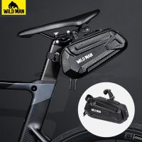 2023﹍ WILD MAN Bike Bag Rear Waterproof Bicycle Saddle Bag Hard Shell Cycling Accessories Bag Can be hung tail lights 1.2L