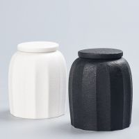 Ceramic Small Tea Pot Retro Black Pottery Sealed Pot Moisture-proof Storage Pot Tea Pot Tea Storage Box Coffee Table Decoration