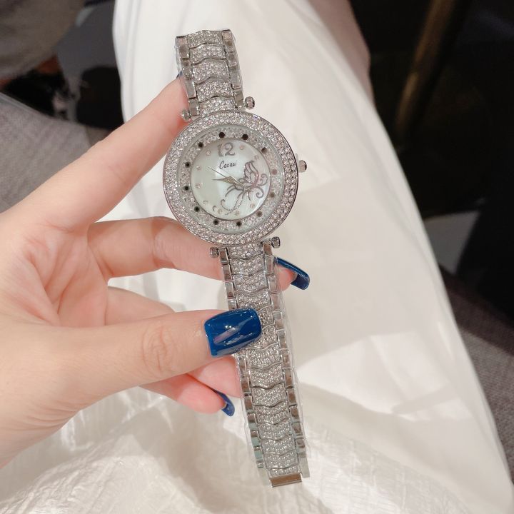 นาฬิกาแฟชั่นผู้หญิง2023ใหม่นาฬิกาผู้หญิงสร้อยข้อมือเพชรเต็มรูปแบบนาฬิกาแฟชั่นควอตซ์