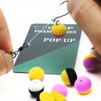 15 Pcs Memancing Ikan Mas Boilies Umpan Duo Busa Pop Up Boilies Bola Hitam Kuning Imitasi Umpan untuk Ikan Mas Rambut zig Rig Pengumpan Memancing