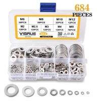 684/1035pcs Stainless Steel Flat Washer Set Plain Gasket Assortment Kit Sump Plug Oil For General Repair Seal Ring Nails Screws  Fasteners