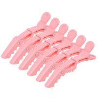 6 Pcs Sectioning Clips Hair Sectioning Clip Clamps Pink Alligator Plastic Hairdressing Clips For Hairdressing Styling Salon