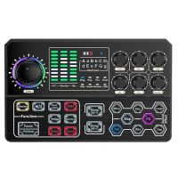 P5 External Live Sound Card Voice Changer DJ Mixer Live Sound Board for IPhone PC, Bluetooth Mixer with Sound Effects