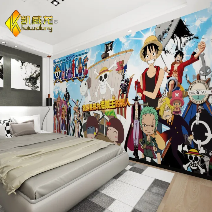 Three-Dimensional One Piece Luffy Wallpaper Cartoon Theme Restaurant  Background Wallpaper Children's Room Bedroom Cartoon Wall Covering Fabric  Mural | Lazada PH