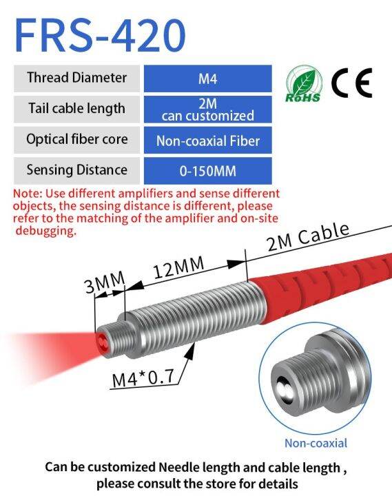 gtric-สายใยแก้วนำแสงเซ็นเซอร์แสงสะท้อนแพร่กระจาย-m4-m3-m6-1ม-2ม-สายเคเบิลจุดกระจายลำแสงแสงที่มองเห็นได้สวิตช์ความใกล้ชิด