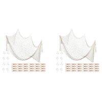 2X Fish Net for Home Photo Frame Wall Decorative Mediterranean Style for Nautical Party,Baby Shower,Photographing Decor