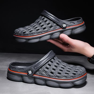 รองเท้าแตะกลางแจ้งลำลองสำหรับรองเท้าหน้าร้อนสำหรับผู้ชายขนาด40-45รูแห้งเร็วอุดตัน Sepatu Kebun คู่รักรองเท้าแตะชายหาด