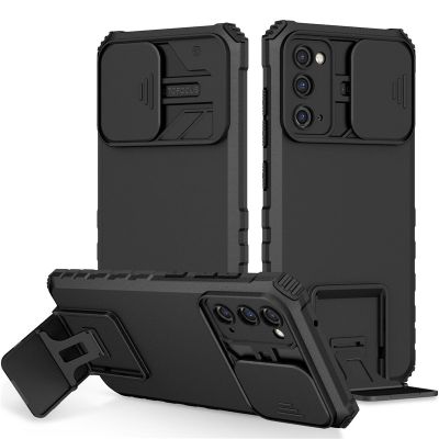 Shockproof Armor Slide Lens Case For Samsung Galaxy S22 Ultra S21 Plus S20 FE Note 20 A72 A52 A32 A53 A13 5G S23 Kickstand Case