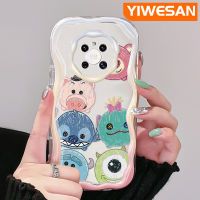 YIWESAN เคสสำหรับ Huawei Mate 30 Pro Mate 40 Pro P30โปร P40การ์ตูนน่ารักสตรอเบอร์รี่หมีและมอนสเตอร์ตัวน้อยโค้งเคสใสเนื้อครีมใสเคสมือถือฝาครอบป้องกัน