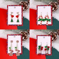 [COD] earrings European and ins creative cane gift bell tree cross-border holiday