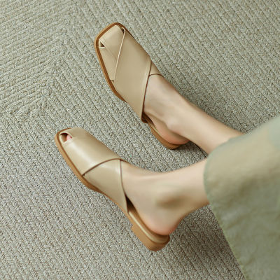 Self-Retained Style ~ Summer Minimalist Lazy Pump Half Slippers Flat Sandals for Women