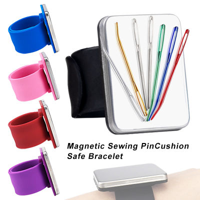 แม่เหล็กจักรเย็บผ้า Pincushion ซิลิโคนข้อมือเข็ม Pad ปลอดภัยสร้อยข้อมือขาเบาะการจัดเก็บจักรเย็บผ้า Pins สายรัดข้อมือขา holderry 5สี
