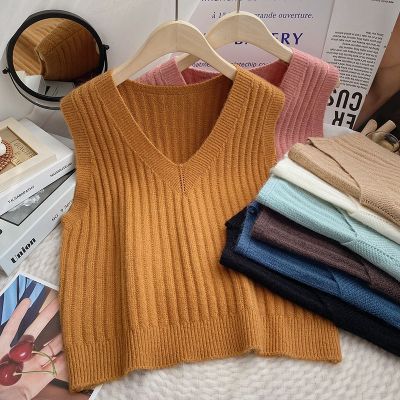 [COD] V-neck sleeveless knitted vest womens 2022 autumn new all-match short top