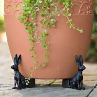 KJDF 3pcs Plant Pot Foot Dog/cat/rabbit Statue Flower Pot Planter Foot Pot Support Foot Handmade Garden Decoration