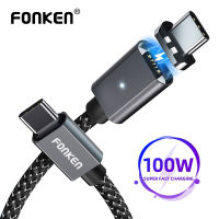 FONKEN 100W USB C To Magnetic USB C Cable for Pro Air 5A PD Charger USBC Fast Mag Charging for Laptop Tablet Phone Cord