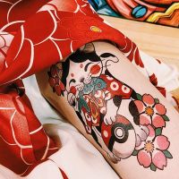 【YF】 Big Size Maneki-neko Cat Flower Temporary Tattoos Cartoon Tatto Arm Hand Body Art Waterproof Fake Tatoo Sticker for Woman Men