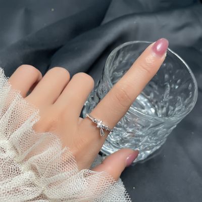 [COD] Gumao niche design high-end zircon opening index finger ring girl heart bowknot female