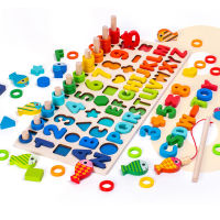 Childrens Wooden Montessori Educational Toys Building Block Puzzle Fishing Count Number Digital Shape Matching Busy Board Toys