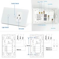 Tuya Wifi Smart US 118 Light Switch Wall Socket American Mexico Plug Outlet Glass Touch Panel Remote Control Alexa Google Home