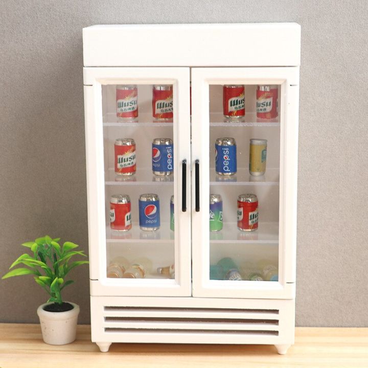 ตู้เย็นสองประตูขนาดเล็กตู้แช่อาหารซูเปอร์มาร์เก็ตบ้านตุ๊กตาจิ๋วขนาด1-12สำหรับของเล่นอุปกรณ์ตุ๊กตา-ob11