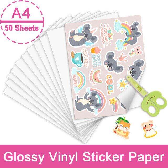 50 Sheets Vinyl Sticker Paper for HP Canon Epson Inkjet Printer A4