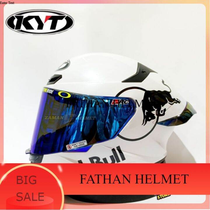Helm KYT TTCOURSE White Redbull Paket Ganteng Visor Iridium Include